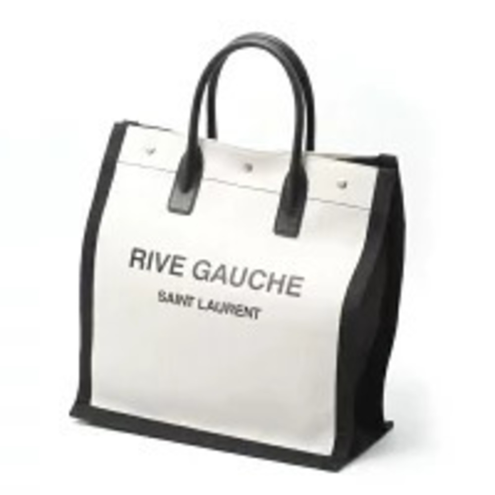 Saint Laurent Bag Rive Canvas Gauche Black White Tote Leather